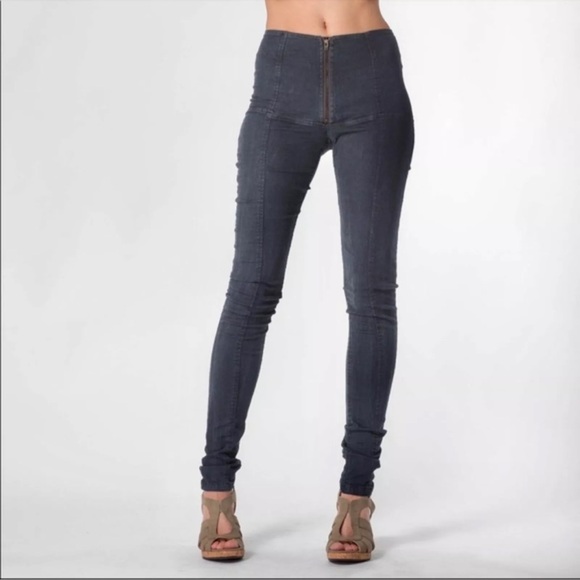 Prairie Underground Parallel Zip Skinny Jeans Black Denim Legging Women's XS USA - Picture 2 of 7